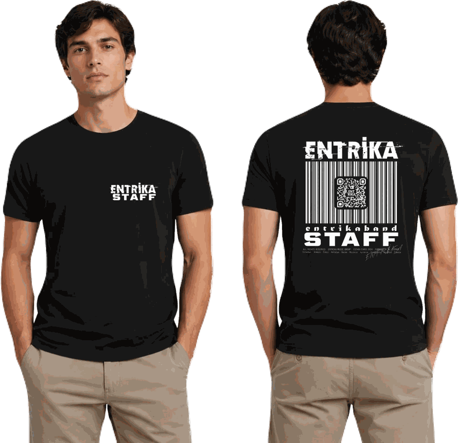 Entrika Staff tişörtü — ön ve arka görünüm